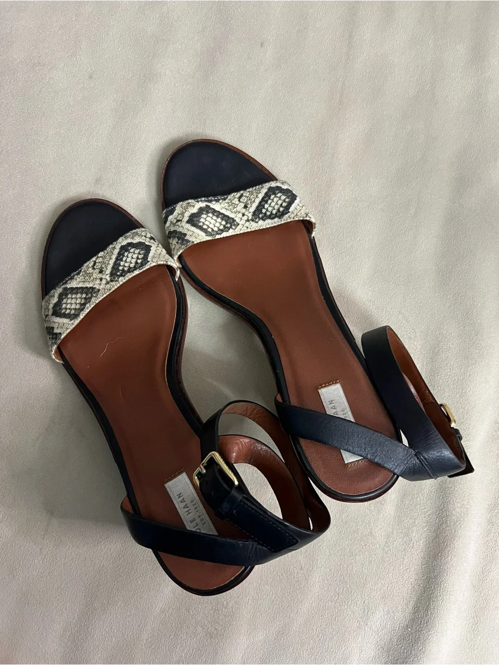 🖤🐍 Cole Haan Grand.OS Snake Print Block Heel Sandals Size 10B 🐍🖤